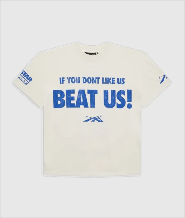 Hellstar Beat Us! T-Shirt White Blue